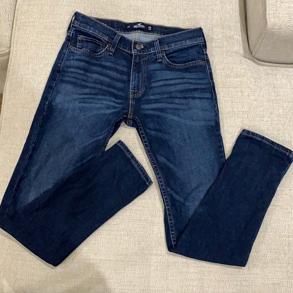 Hollister California Skinny Epic Flex Mens Dark Wash Jeans, W28 L30